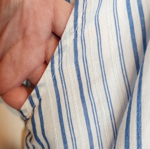 Poetry Blue and White Striped 100% Cotton Midi Skirt Size US 18 - Picture 4 of 8